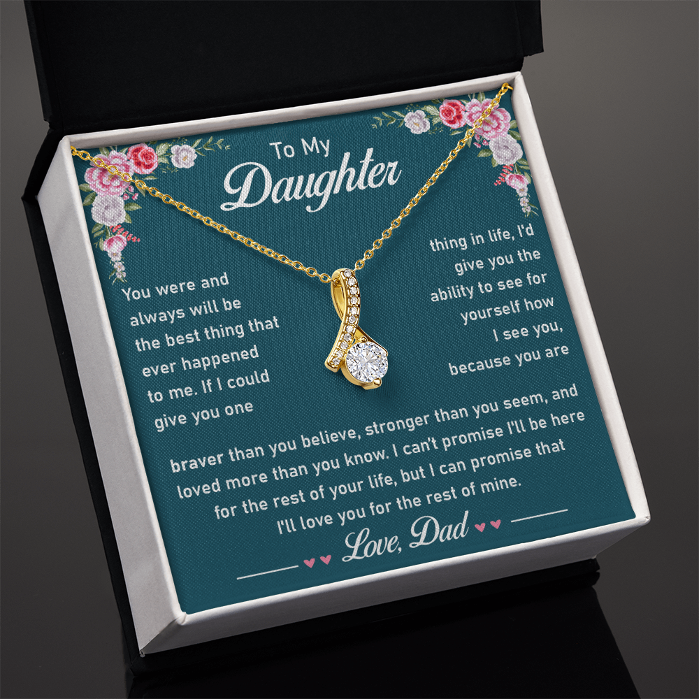 Daughter Necklace - Cubic Zirconia Pendant With Heartfelt Message Card