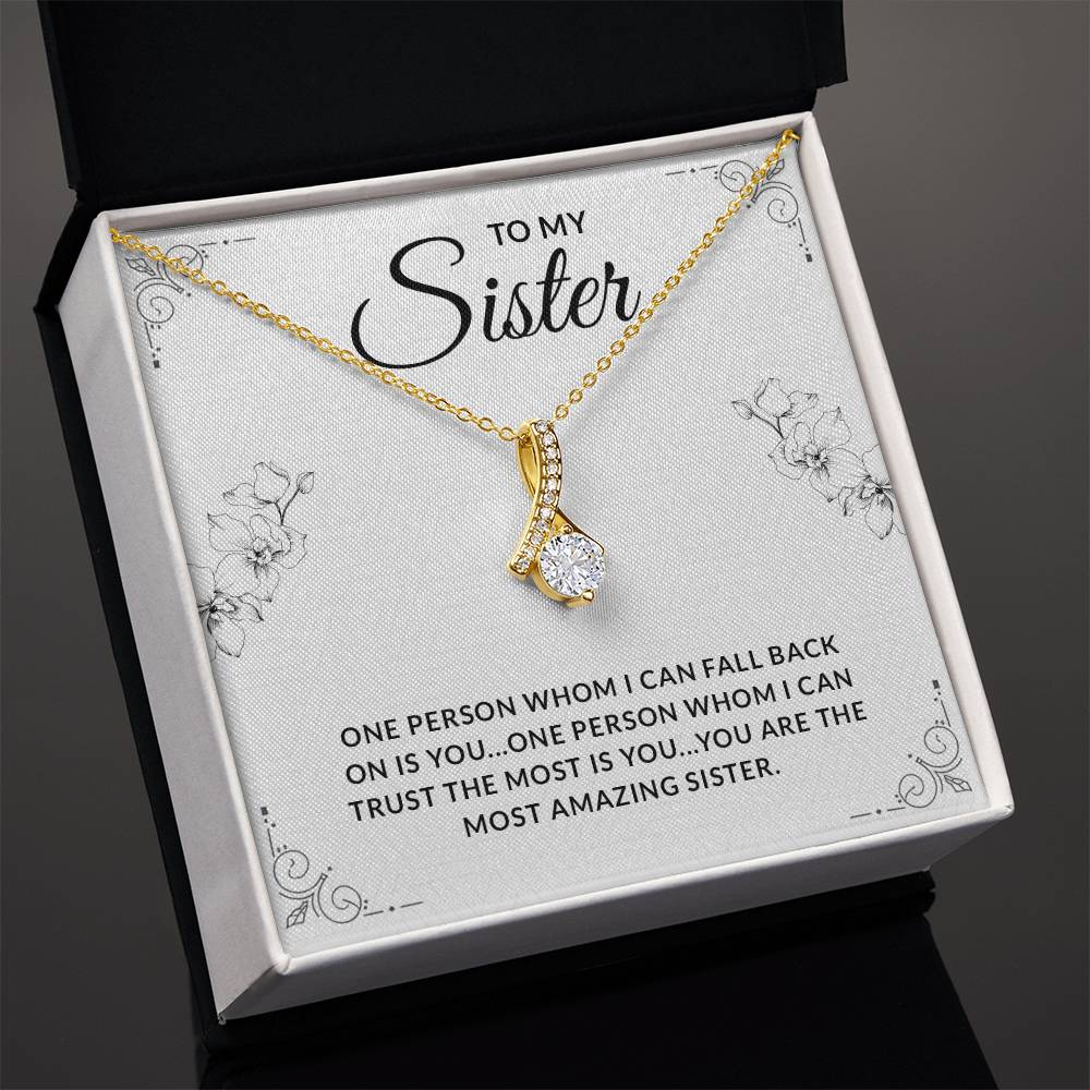 Sister Necklace for Sister Gift Ideas, Sister Birthday Gift, Alluring Beauty Necklace For Sister With Message and Gift Box