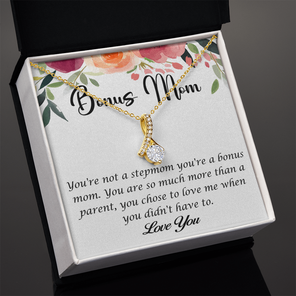 Bonus Mom Alluring Beauty Necklace – Stunning Jewelry Gift with Sparkling Gemstone