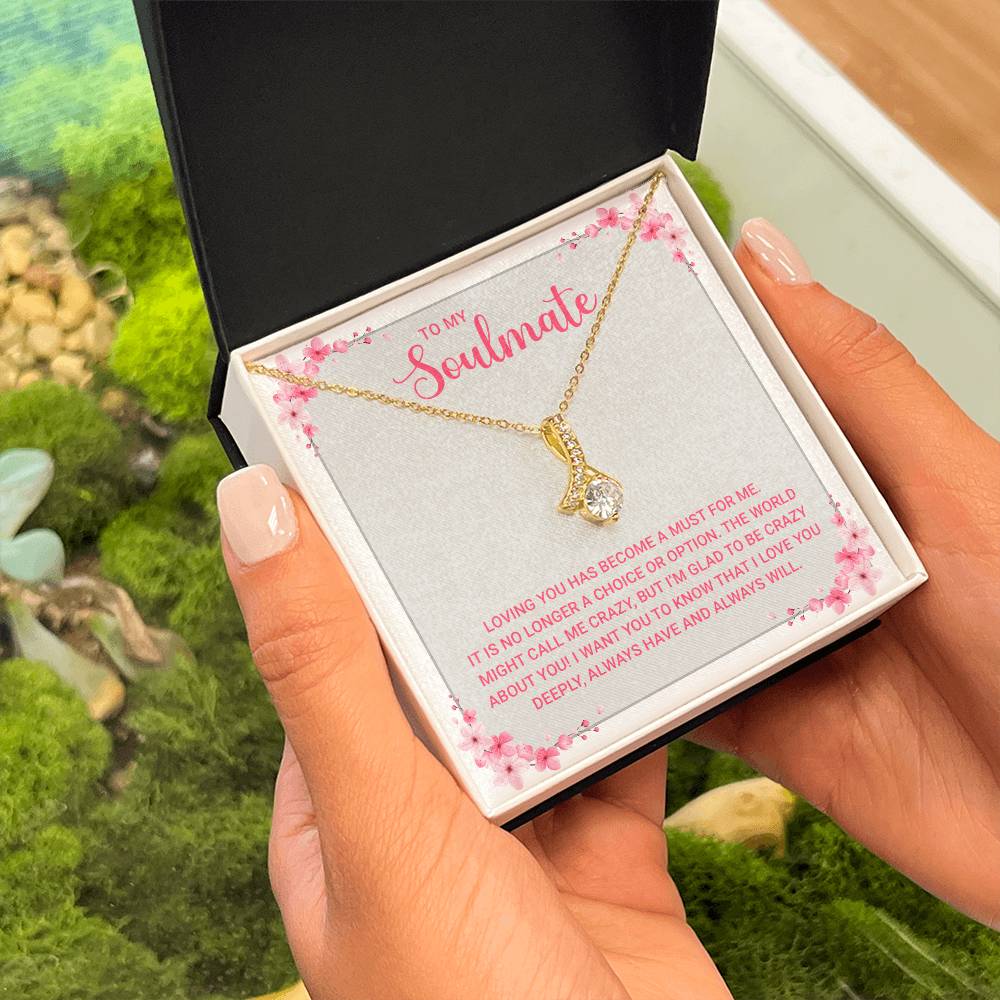 To My Soulmate Necklace Gift for Her - Stainless Steel Jewelry with Love Message and Gift Box - Perfect for Anniversary, Wedding, Valentine's, or Birthday