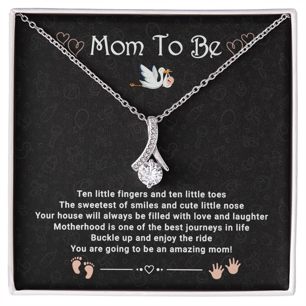 First Time Mom Necklace - Mommy to Be Gift with Heartfelt Message Card | Pregnancy Announcement Jewelry for New Moms - First Time Mom Gift Expecting