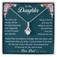 Daughter Necklace - Cubic Zirconia Pendant With Heartfelt Message Card