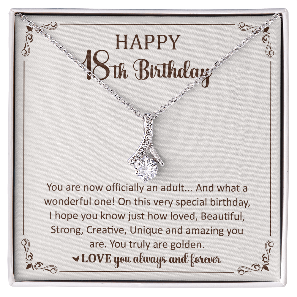 Happy 18th Birthday Necklace for Her With a Heartfelt Gift Box