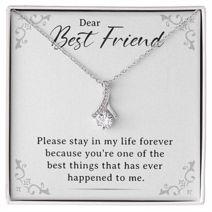 Alluring Beauty Necklace With Heartfelt Message Card For Dear Best Friend