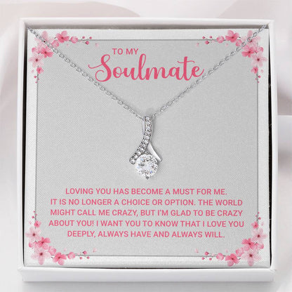 To My Soulmate Necklace Gift for Her - Stainless Steel Jewelry with Love Message and Gift Box - Perfect for Anniversary, Wedding, Valentine's, or Birthday