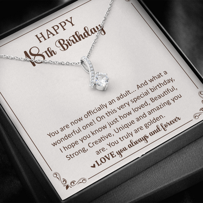 Happy 18th Birthday Necklace for Her With a Heartfelt Gift Box