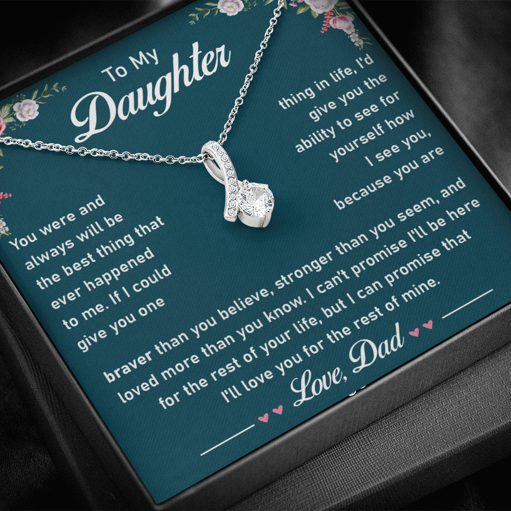 Daughter Necklace - Cubic Zirconia Pendant With Heartfelt Message Card