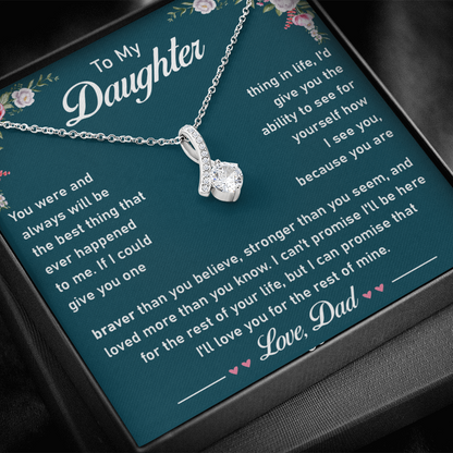 Daughter Necklace - Cubic Zirconia Pendant With Heartfelt Message Card