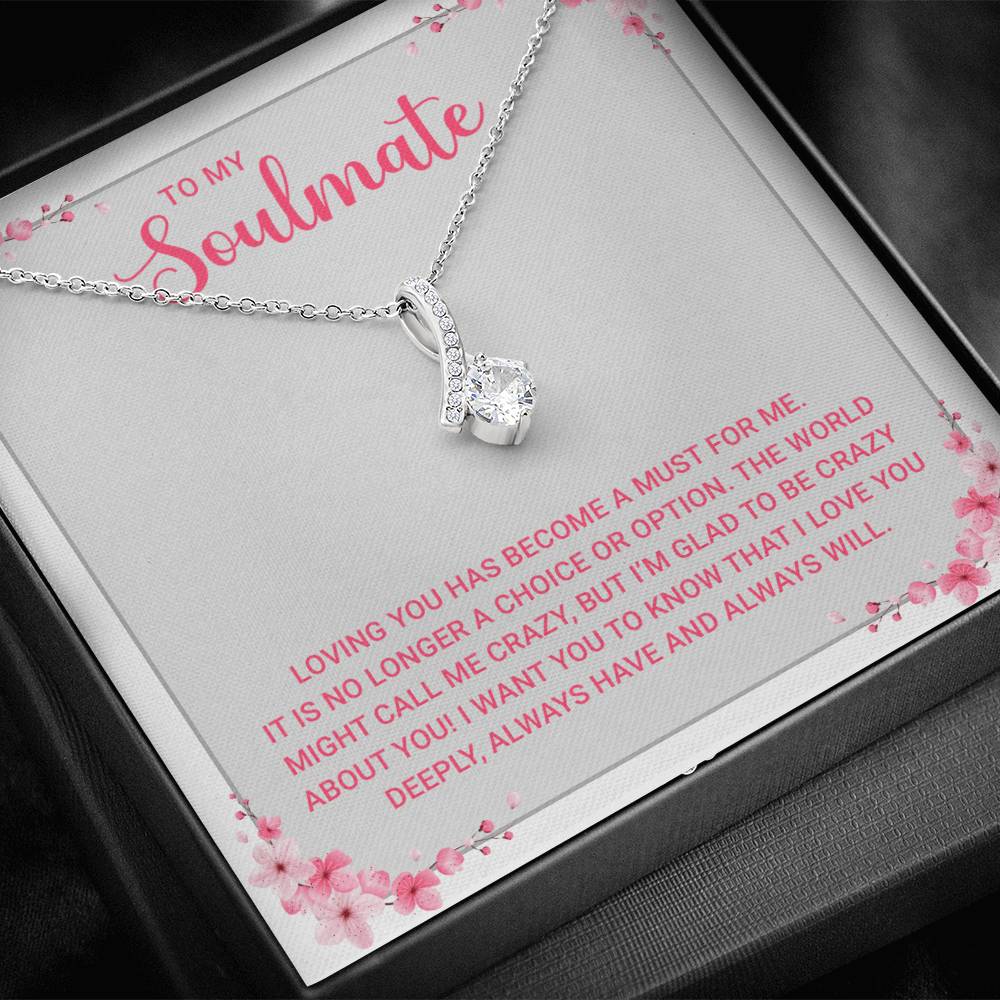 To My Soulmate Necklace Gift for Her - Stainless Steel Jewelry with Love Message and Gift Box - Perfect for Anniversary, Wedding, Valentine's, or Birthday