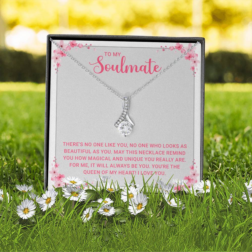 Soulmate Necklace Gift for Her - Elegant Stainless Steel Jewelry with Love Message - Ideal for Anniversaries, Weddings, or Birthdays