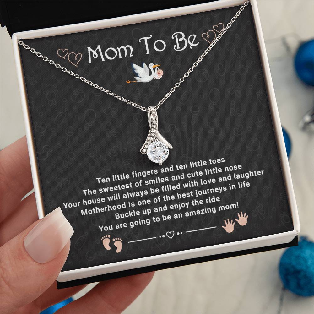 First Time Mom Necklace - Mommy to Be Gift with Heartfelt Message Card | Pregnancy Announcement Jewelry for New Moms - First Time Mom Gift Expecting