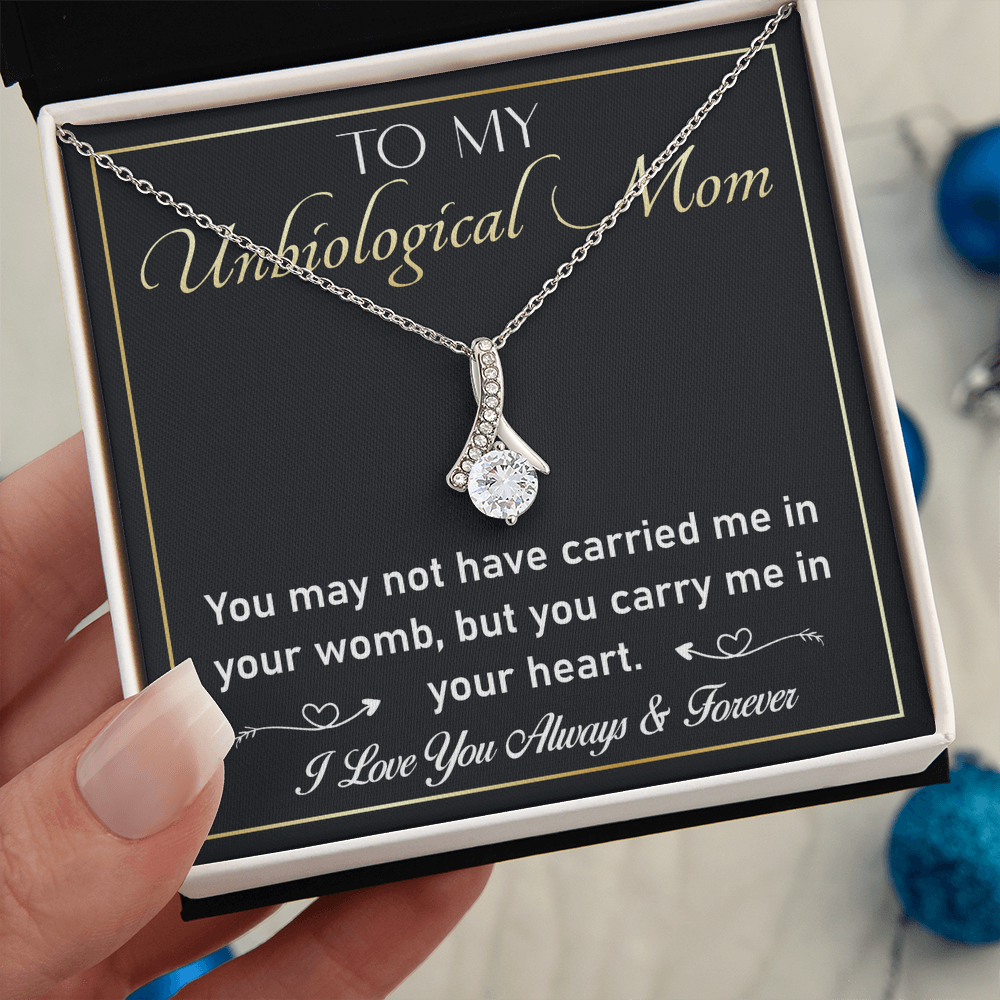 To My Unbiological Mom Necklace – Alluring Beauty Gift for Stepmom or Adopted Mom