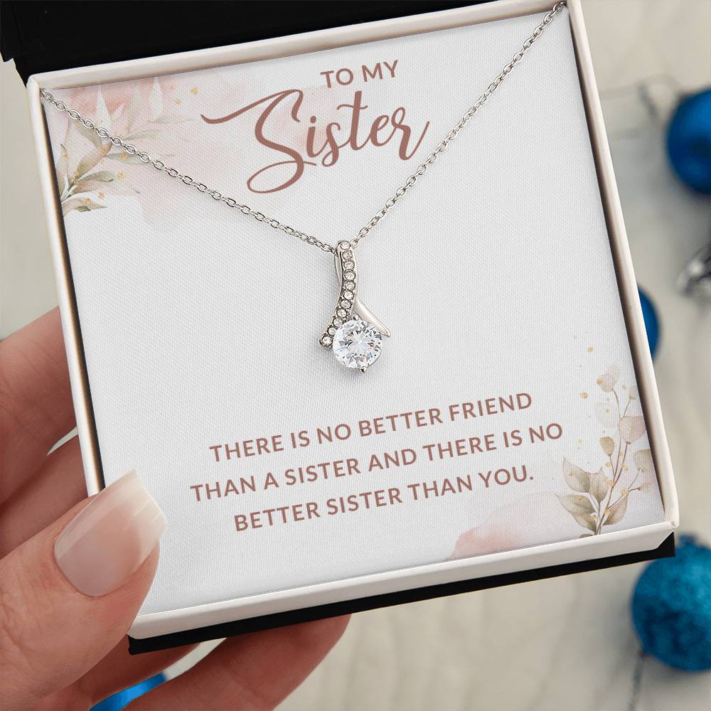 To My Sister Wonderful Sister Alluring Ribbon Necklace, Birthday, Graduation Gift With Message Card