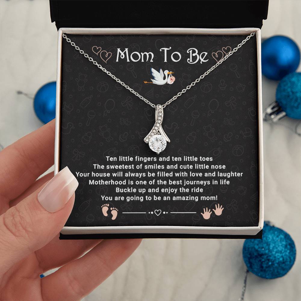 First Time Mom Necklace - Mommy to Be Gift with Heartfelt Message Card | Pregnancy Announcement Jewelry for New Moms - First Time Mom Gift Expecting