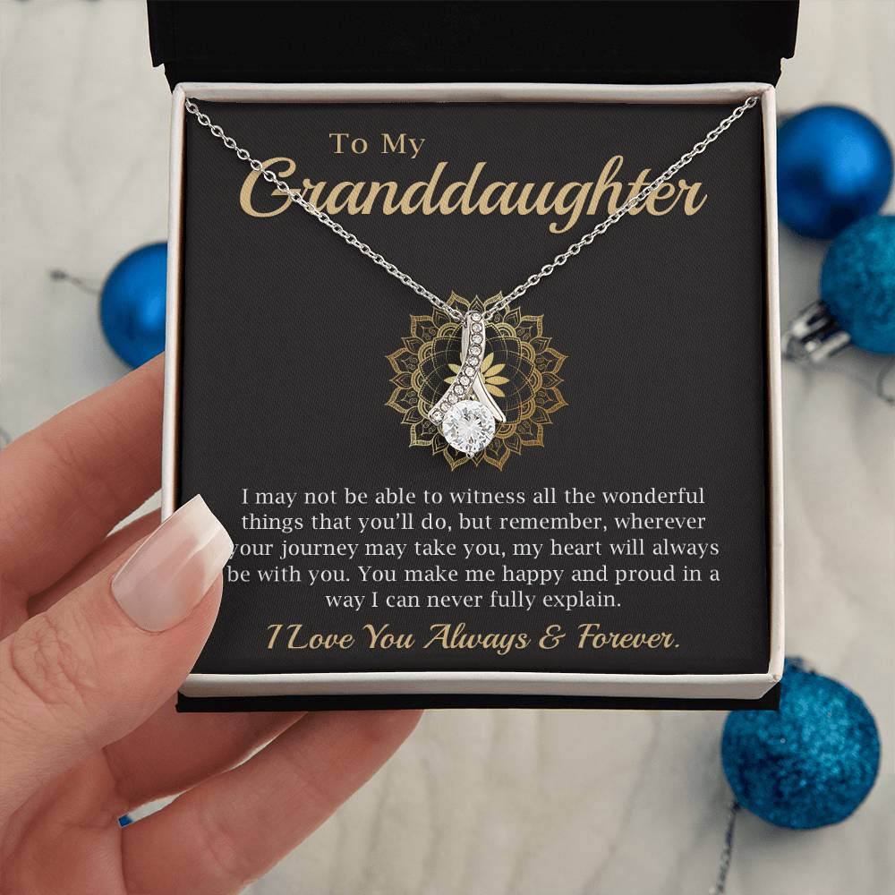 Granddaughter Wedding Gift from Grandma, Wedding Day Gift for Bride, Wedding Necklace for Grand daughter with Message Card