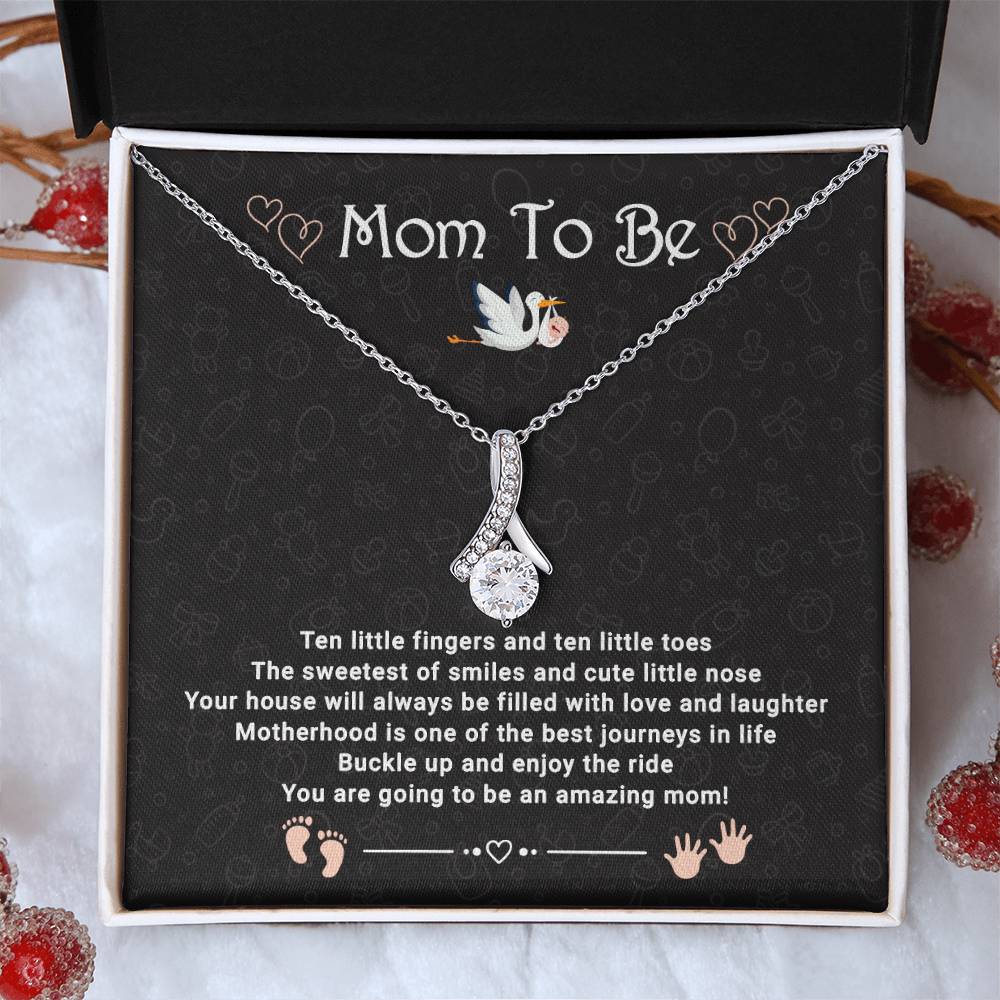 First Time Mom Necklace - Mommy to Be Gift with Heartfelt Message Card | Pregnancy Announcement Jewelry for New Moms - First Time Mom Gift Expecting