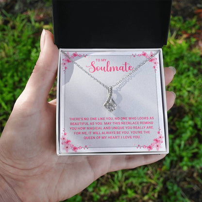 Soulmate Necklace Gift for Her - Elegant Stainless Steel Jewelry with Love Message - Ideal for Anniversaries, Weddings, or Birthdays