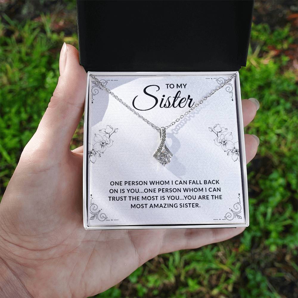 Sister Necklace for Sister Gift Ideas, Sister Birthday Gift, Alluring Beauty Necklace For Sister With Message and Gift Box