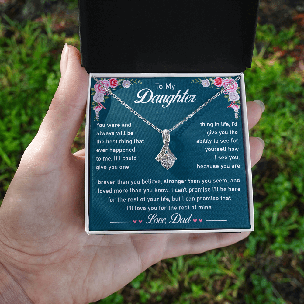 Daughter Necklace - Cubic Zirconia Pendant With Heartfelt Message Card