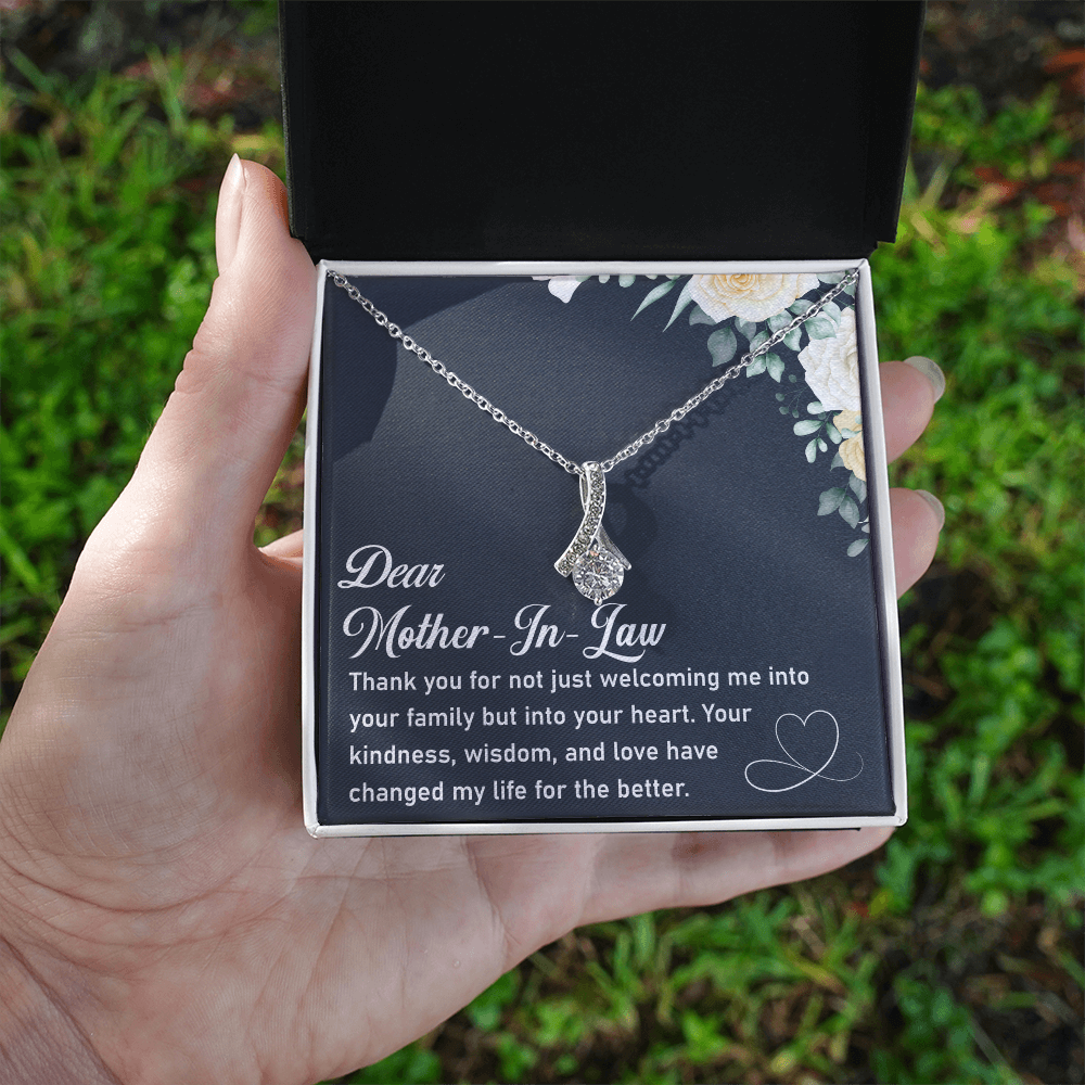To My Mother-in-Law – Alluring Beauty Necklace with Heartfelt Message, Meaningful Gift for Mother-in-Law