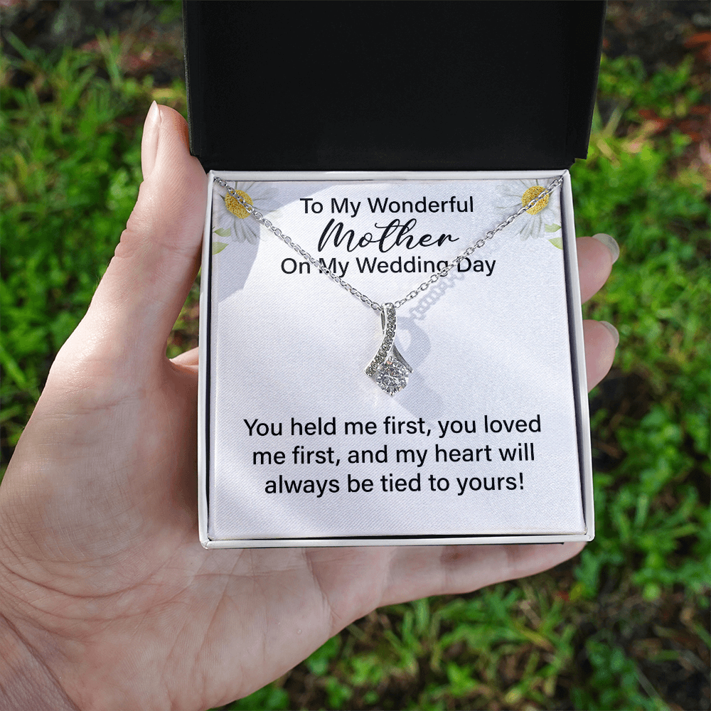 To My Mother of the Bride – Alluring Beauty Necklace with a Heartfelt Message, Perfect Wedding Gift for Mom