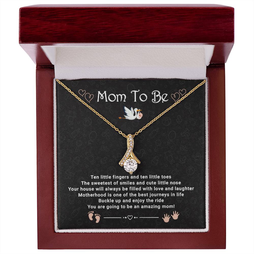 First Time Mom Necklace - Mommy to Be Gift with Heartfelt Message Card | Pregnancy Announcement Jewelry for New Moms - First Time Mom Gift Expecting