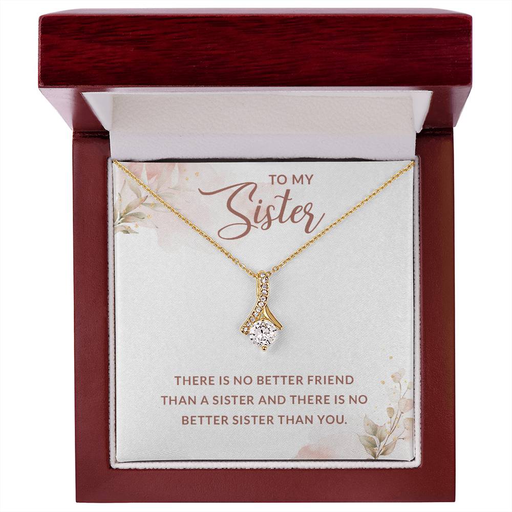 To My Sister Wonderful Sister Alluring Ribbon Necklace, Birthday, Graduation Gift With Message Card