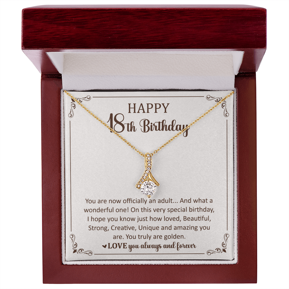 Happy 18th Birthday Necklace for Her With a Heartfelt Gift Box