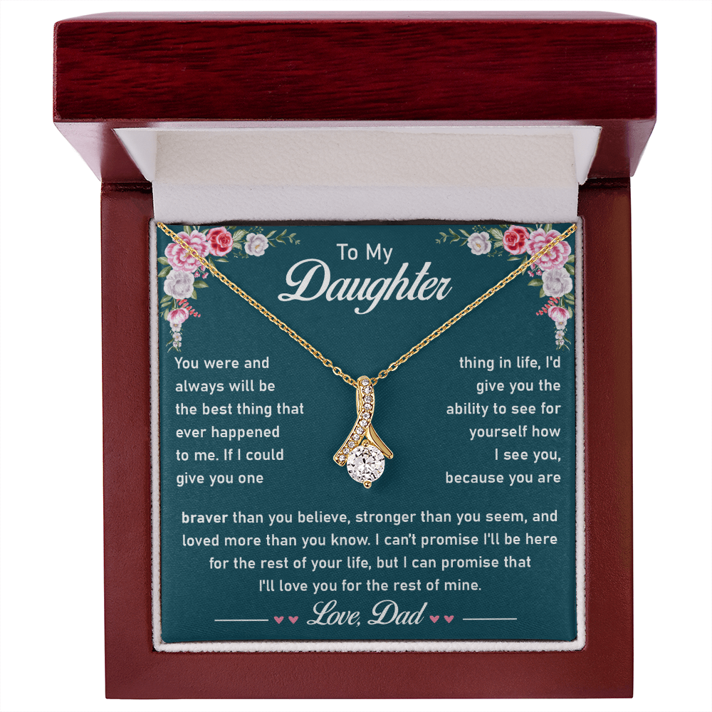 Daughter Necklace - Cubic Zirconia Pendant With Heartfelt Message Card