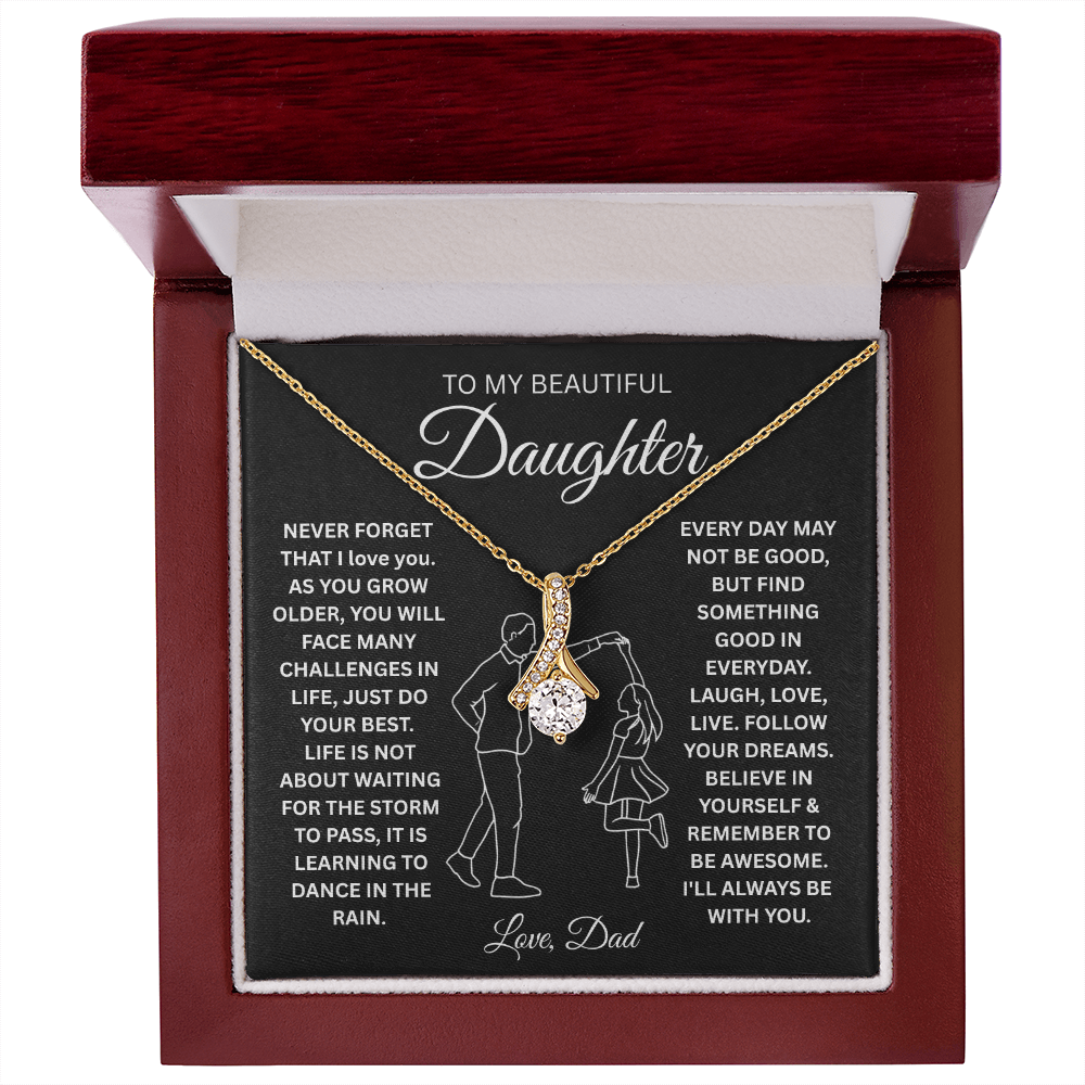 To My Beautiful Daughter Necklace From Mommy, Perfect for Mother's Day