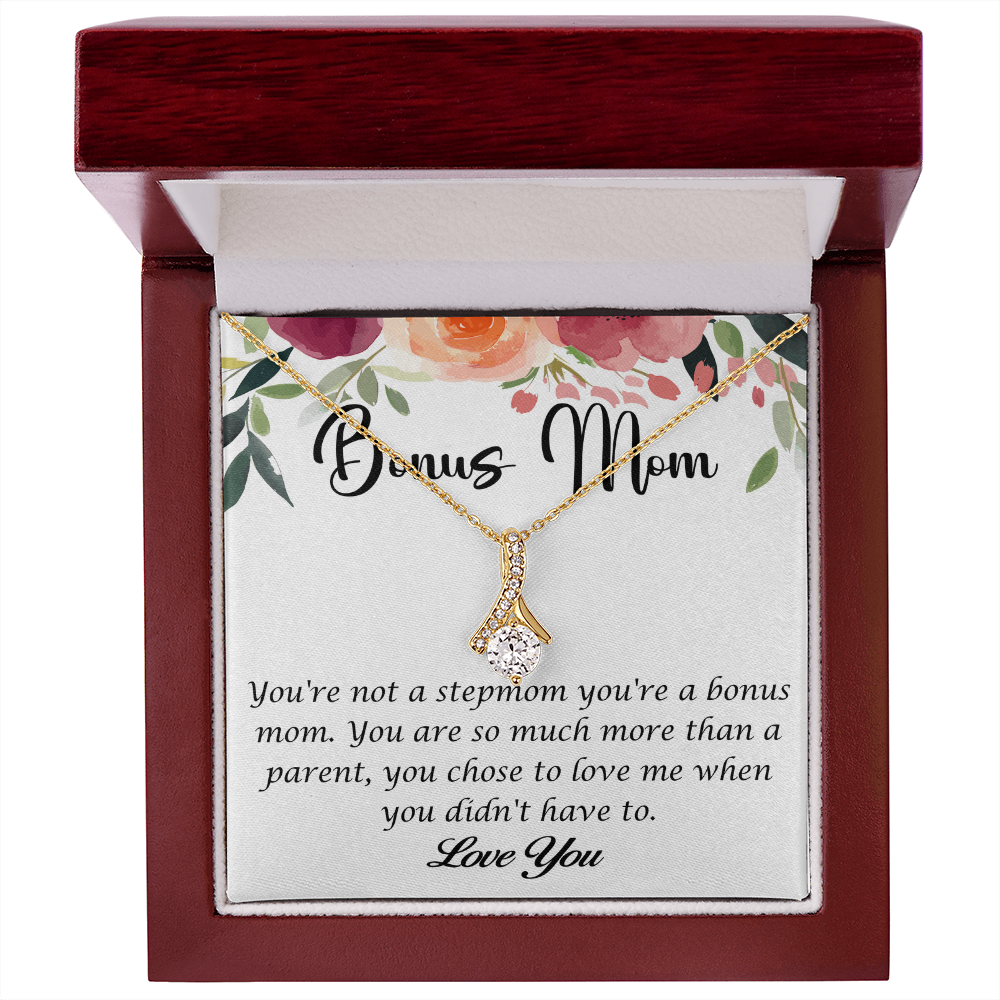 Bonus Mom Alluring Beauty Necklace – Stunning Jewelry Gift with Sparkling Gemstone