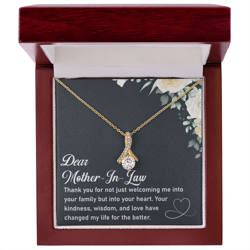 To My Mother-in-Law – Alluring Beauty Necklace with Heartfelt Message, Meaningful Gift for Mother-in-Law