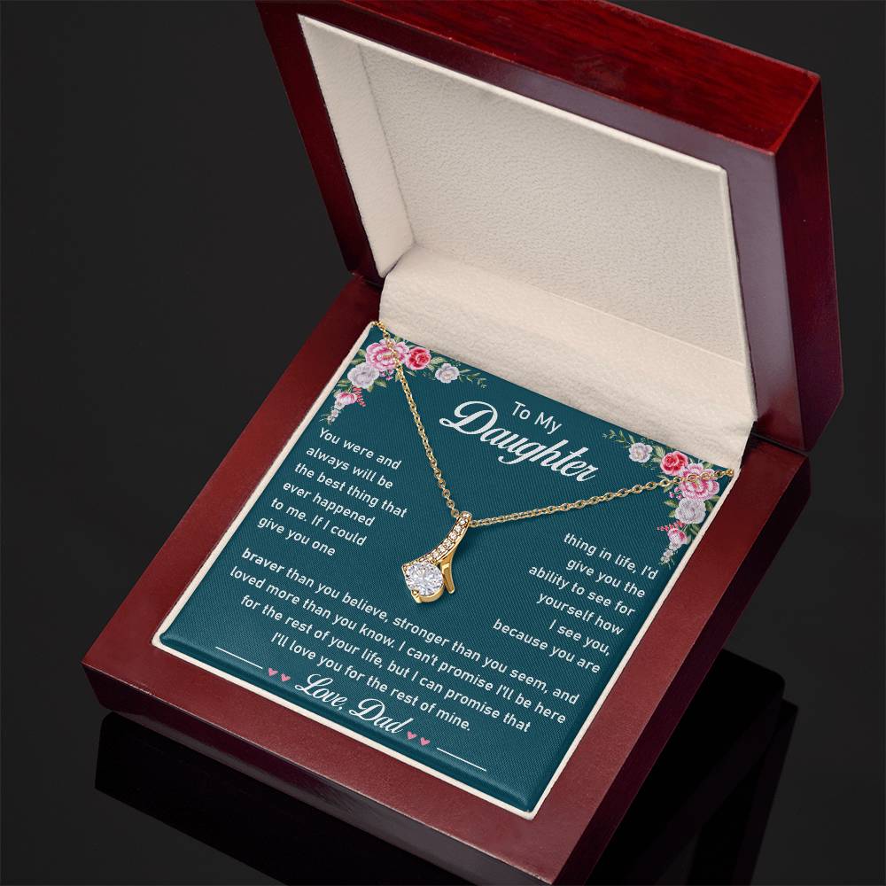 Daughter Necklace - Cubic Zirconia Pendant With Heartfelt Message Card