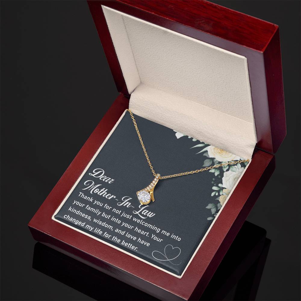 To My Mother-in-Law – Alluring Beauty Necklace with Heartfelt Message, Meaningful Gift for Mother-in-Law
