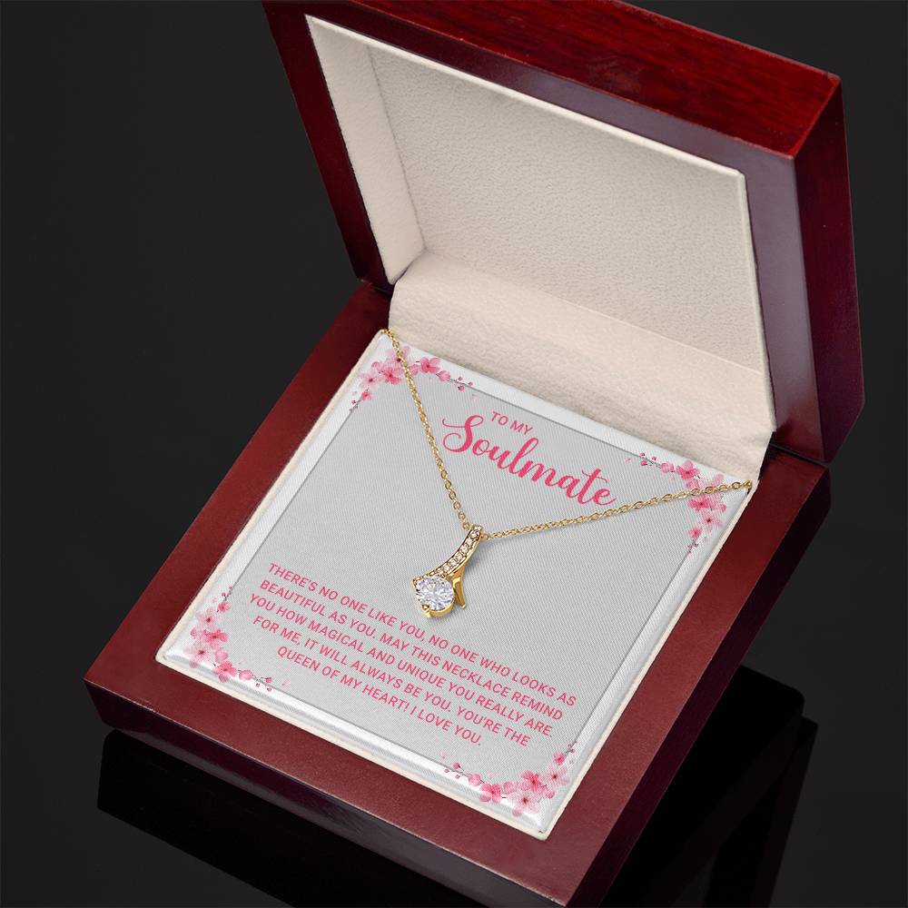 Soulmate Necklace Gift for Her - Elegant Stainless Steel Jewelry with Love Message - Ideal for Anniversaries, Weddings, or Birthdays