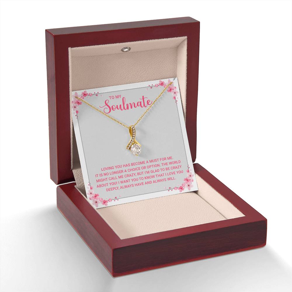 To My Soulmate Necklace Gift for Her - Stainless Steel Jewelry with Love Message and Gift Box - Perfect for Anniversary, Wedding, Valentine's, or Birthday