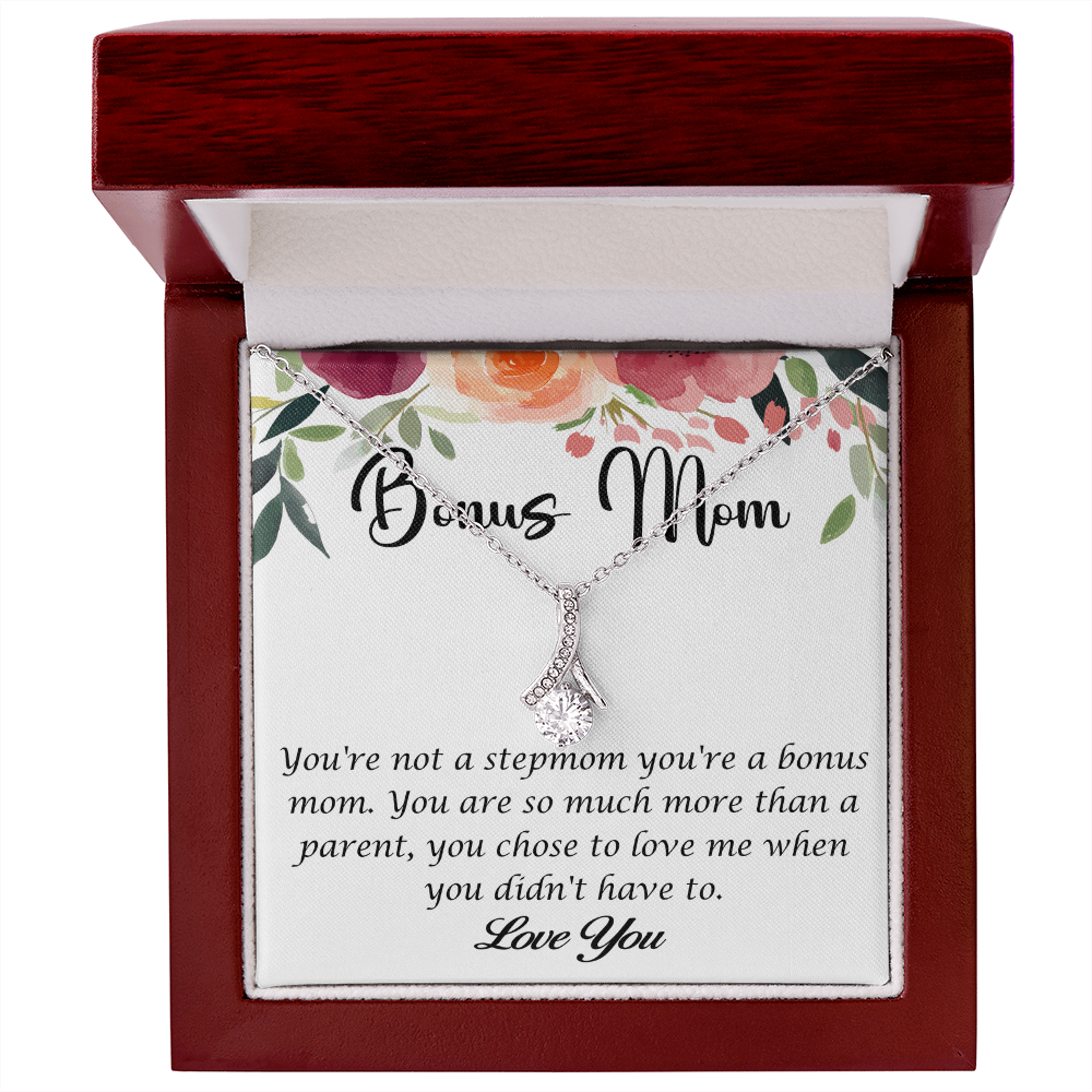 Bonus Mom Alluring Beauty Necklace – Stunning Jewelry Gift with Sparkling Gemstone