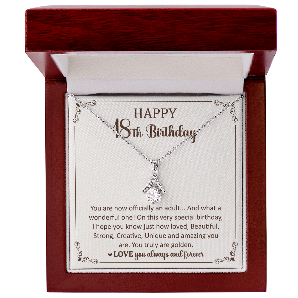 Happy 18th Birthday Necklace for Her With a Heartfelt Gift Box