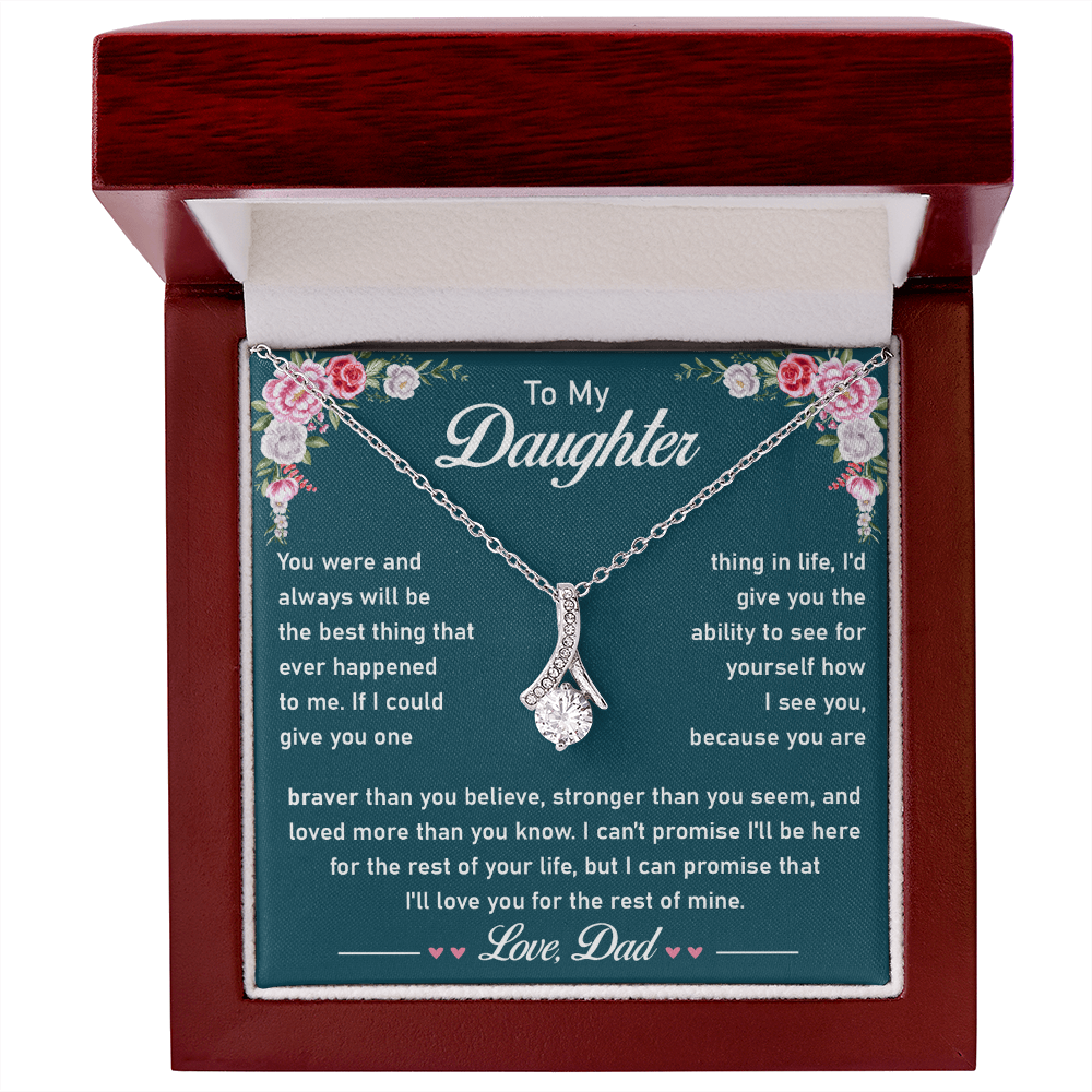 Daughter Necklace - Cubic Zirconia Pendant With Heartfelt Message Card