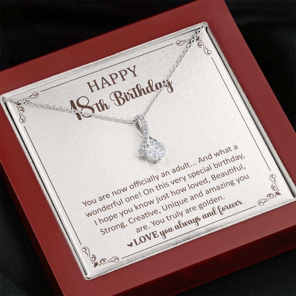 Happy 18th Birthday Necklace for Her With a Heartfelt Gift Box