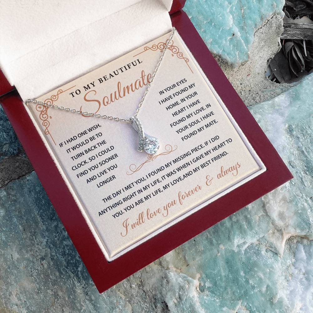 Jewelry for My Wife's Wife-soulmate Necklace With a Heartfelt Message Card and Gift Box