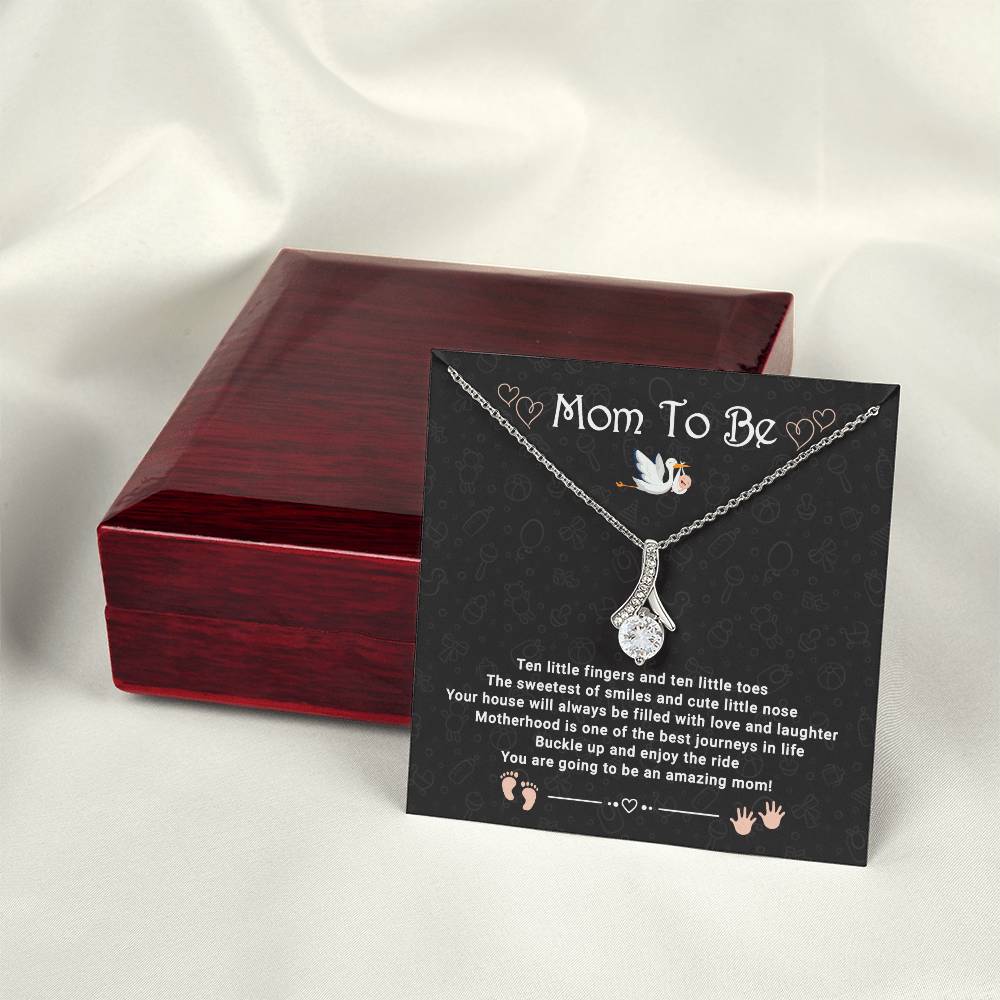 First Time Mom Necklace - Mommy to Be Gift with Heartfelt Message Card | Pregnancy Announcement Jewelry for New Moms - First Time Mom Gift Expecting