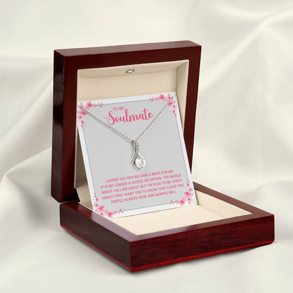 To My Soulmate Necklace Gift for Her - Stainless Steel Jewelry with Love Message and Gift Box - Perfect for Anniversary, Wedding, Valentine's, or Birthday