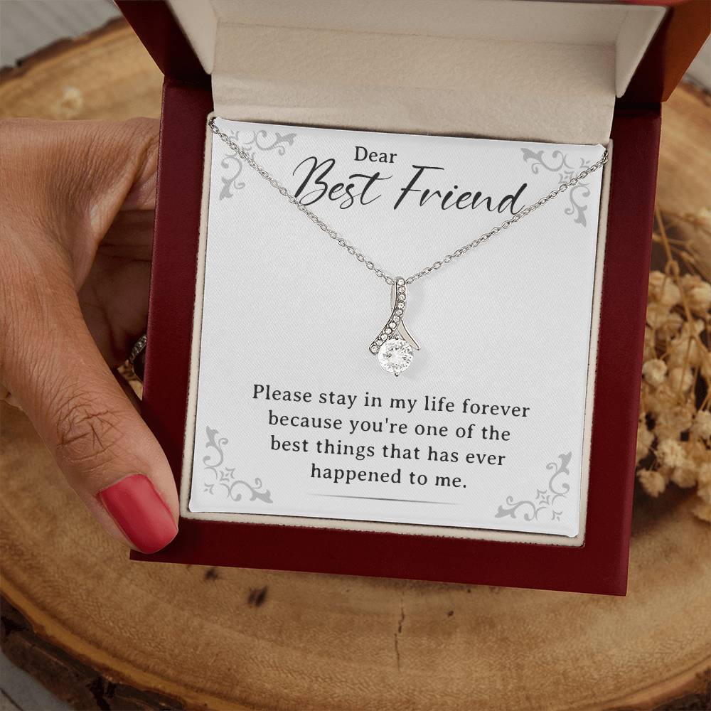 Alluring Beauty Necklace With Heartfelt Message Card For Dear Best Friend