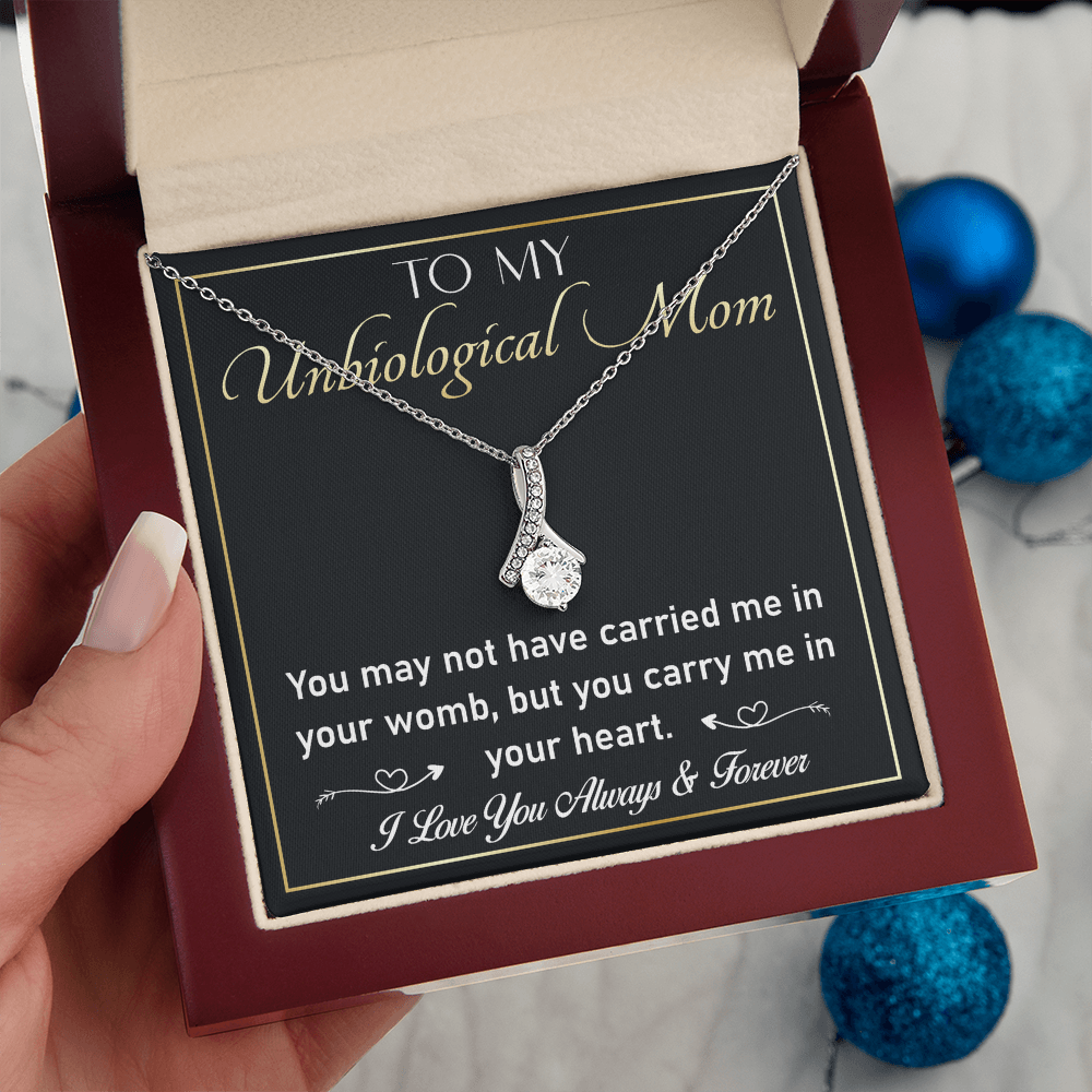 To My Unbiological Mom Necklace – Alluring Beauty Gift for Stepmom or Adopted Mom