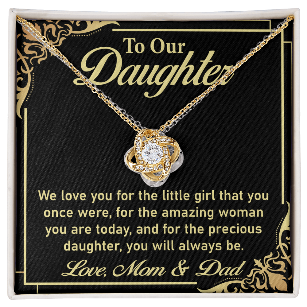 To My Amazing Daughter Necklace – Elegant Love Knot Necklace, A Cherished Gift from Mom