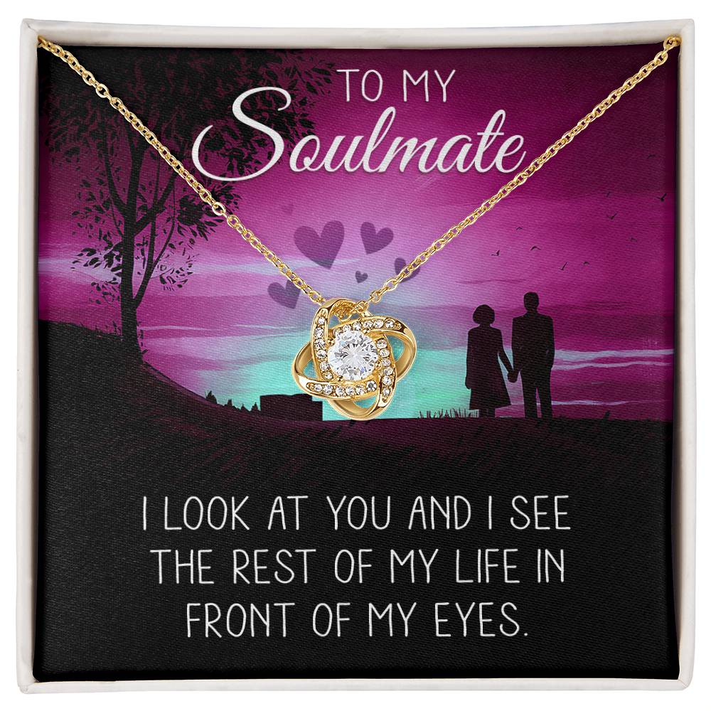 To My Soulmate Necklace Gift for Her - Love Knot Jewelry with Heartfelt Message Card and Gift Box - Anniversary, Valentine's Day, Birthday Gift for Wife or Girlfriend