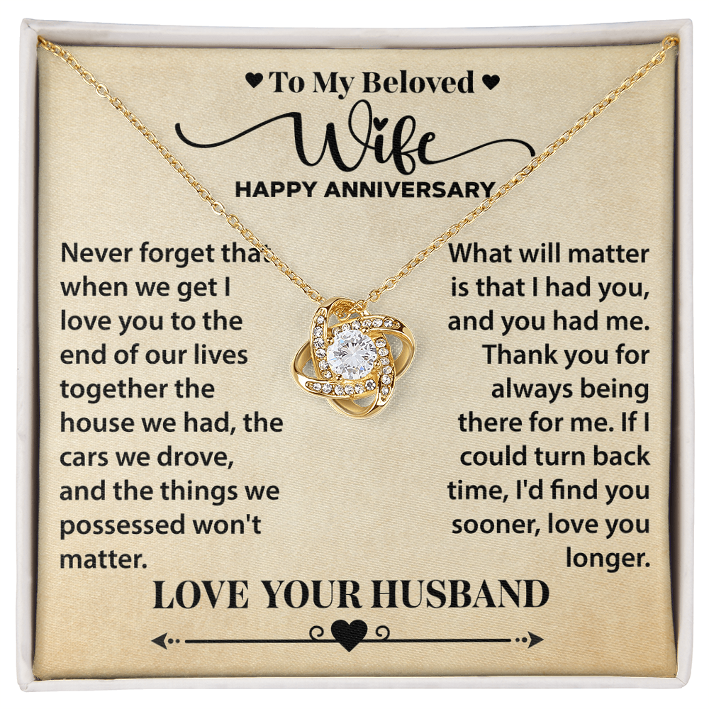 Anniversary Gift for Wife – Elegant Love Knot Necklace, A Jewelry Keepsake from Husband