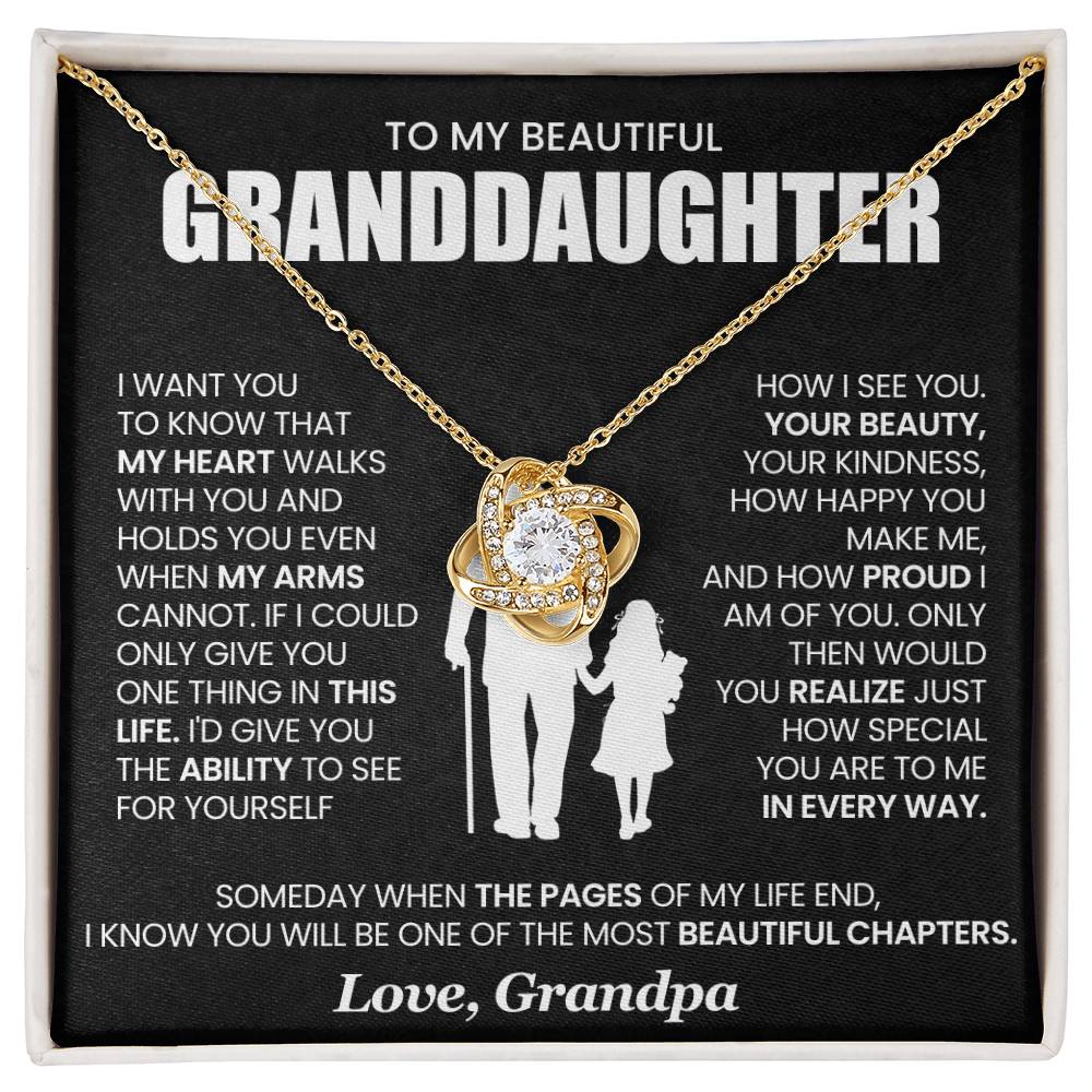 To My Beautiful Granddaughter - I Am Proud of You - Love Knot Necklace
