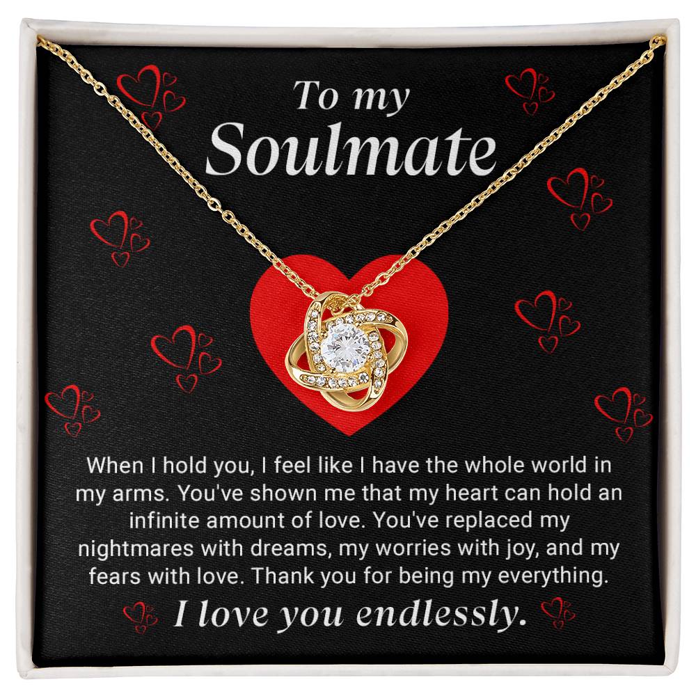 To My Soulmate Love Knot Necklace - Heartfelt Jewelry Gift for Wife or Girlfriend - Perfect for Anniversaries and Valentine's Day